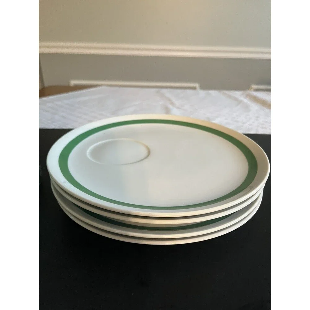 8pc Ceramic Green Floral Daisy Mugs with 9” Round Snack Plate